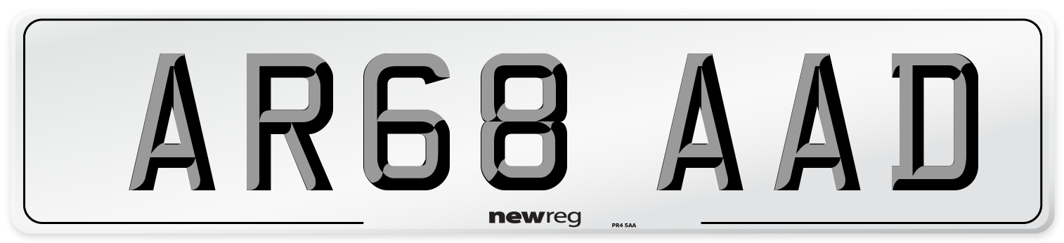 AR68 AAD Number Plate from New Reg